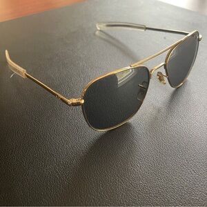 American Optical Original Pilot 55mm Gold Frame Bayonet Temples Grey Lenses